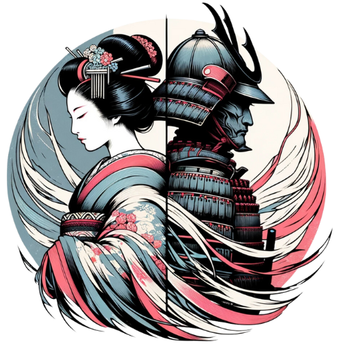 camiseta samurai y geisha